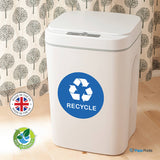 Blue Recycle and Black Trash Logo Bin Sticker