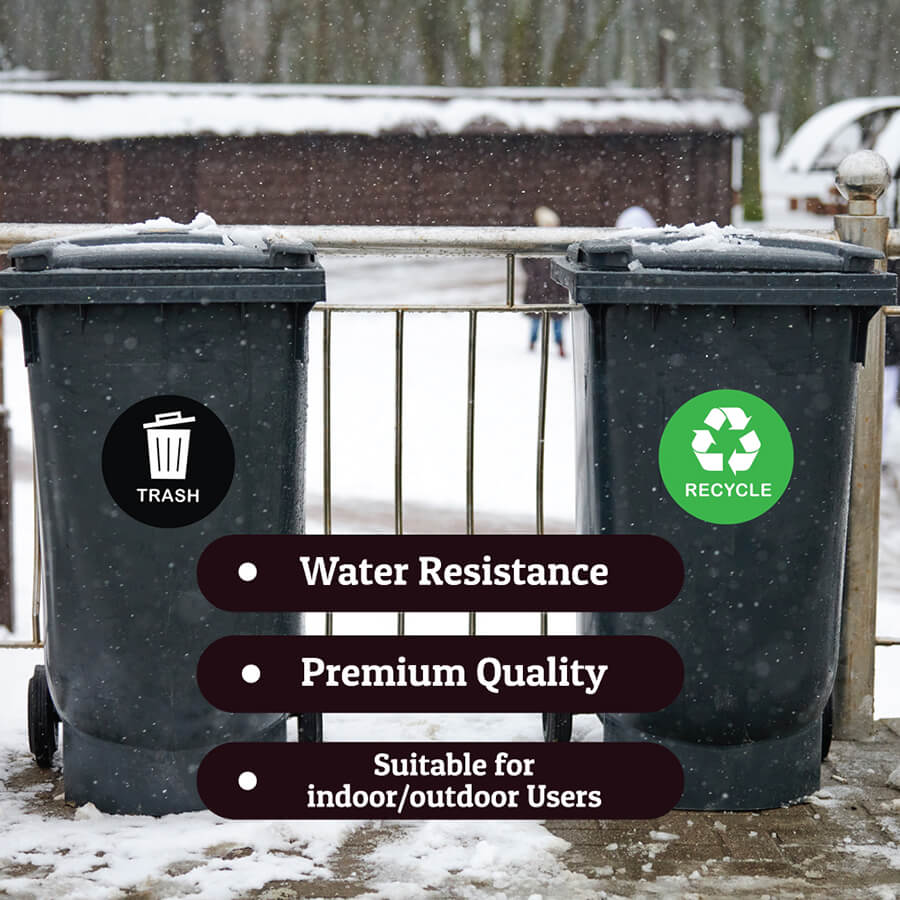 Green Recycle & Black Trash Bin Stickers