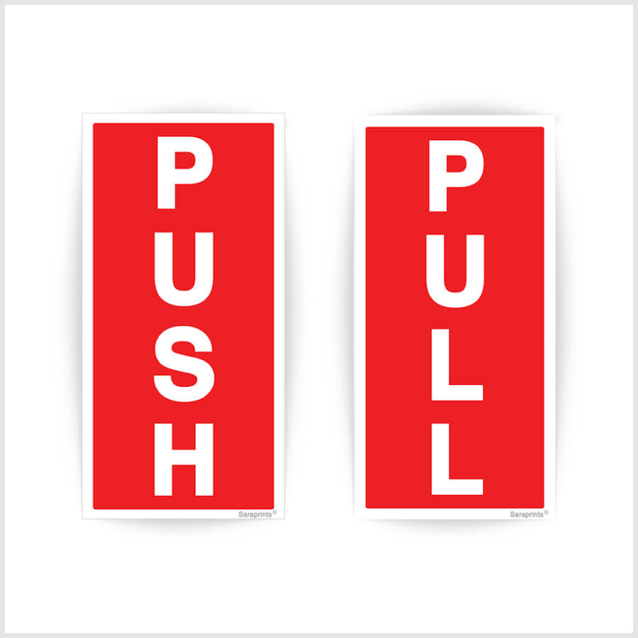Push Pull Sign Red Sticker