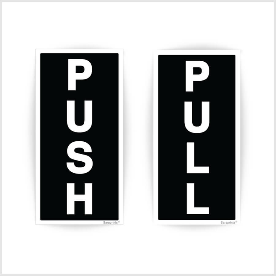 Push Pull Sign Black Sticker