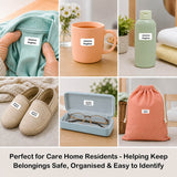 Personalised name labels for care home residents - keeping belongings safe and easy to identify.