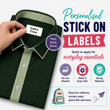 Personalised stick-on name labels for everyday essentials.