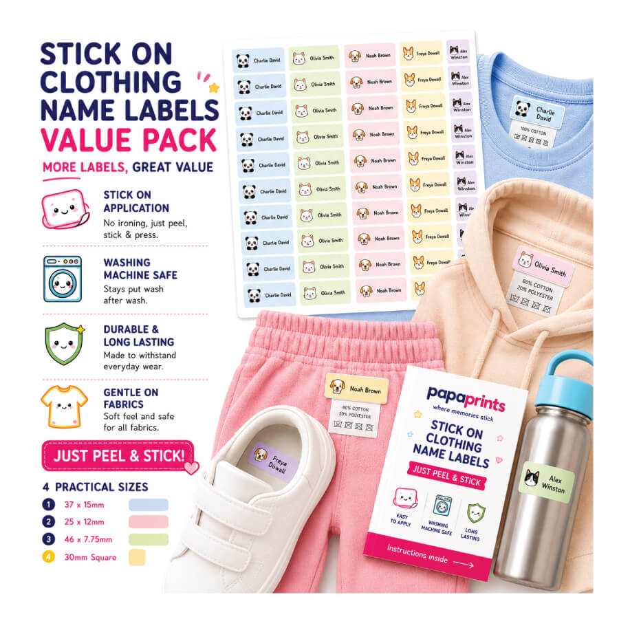 Stick On Clothing Name Labels