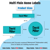Jumbo Name Labels Pack - Plain Colours