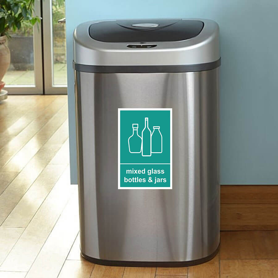 Mixed Glass Bottles & Jars Recycling Bin Sticker