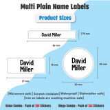 Jumbo Name Labels Pack - Plain Colours