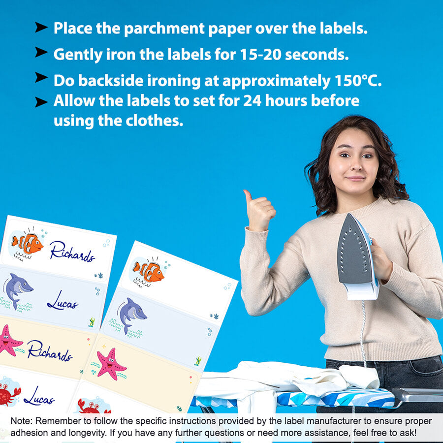 Iron-on labels with different shapes