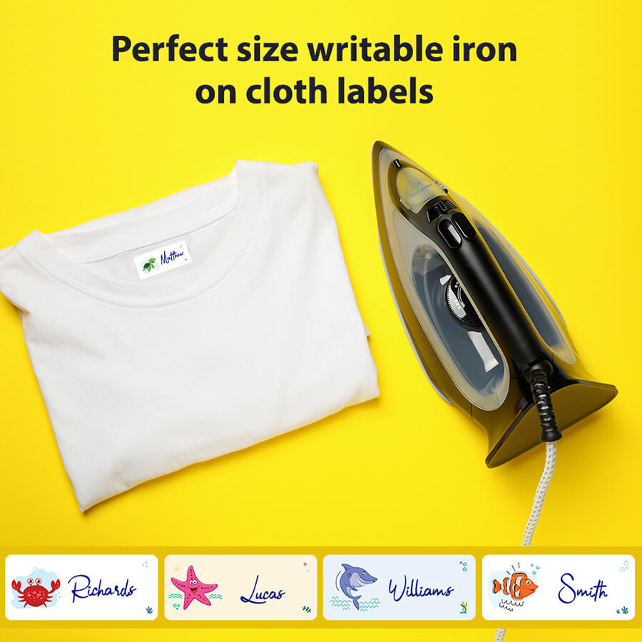 Iron-on labels with different sizes