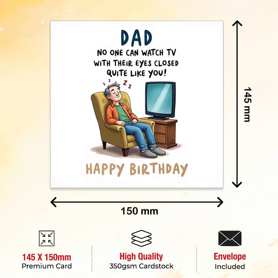 Humorous personalised birthday card for father with printed inner message