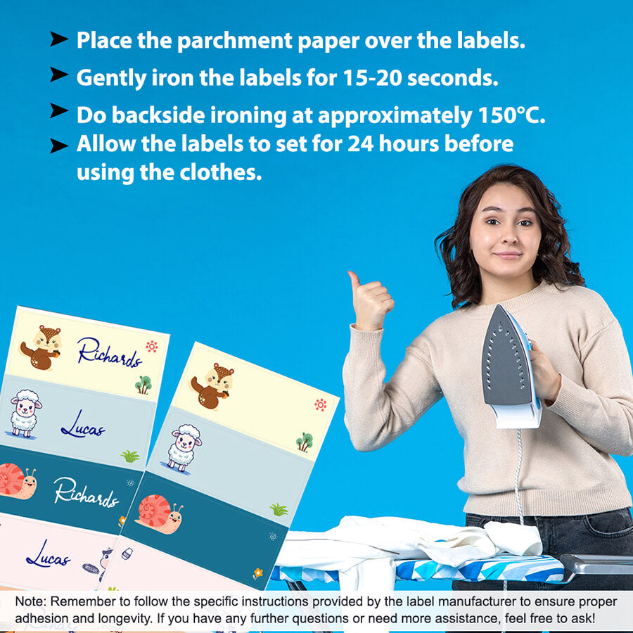 Iron-on labels for towels