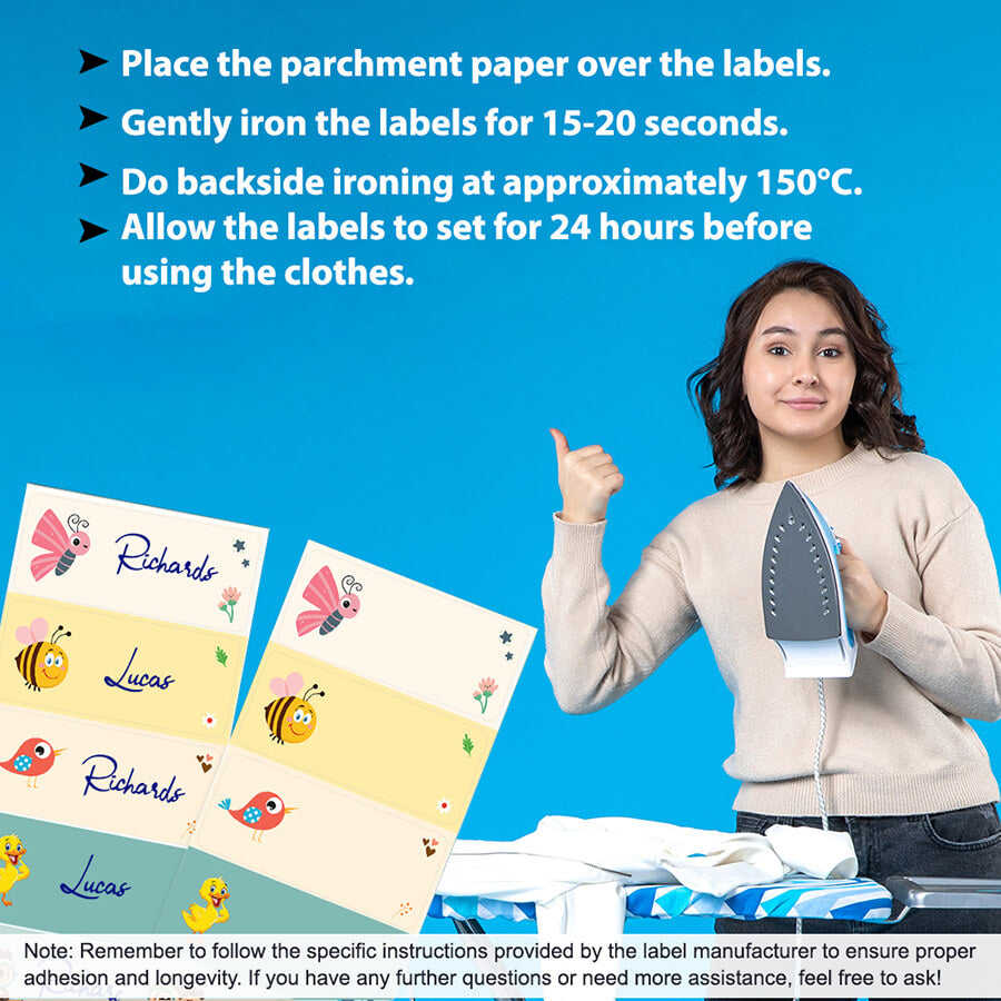 Iron-on labels for custom clothing