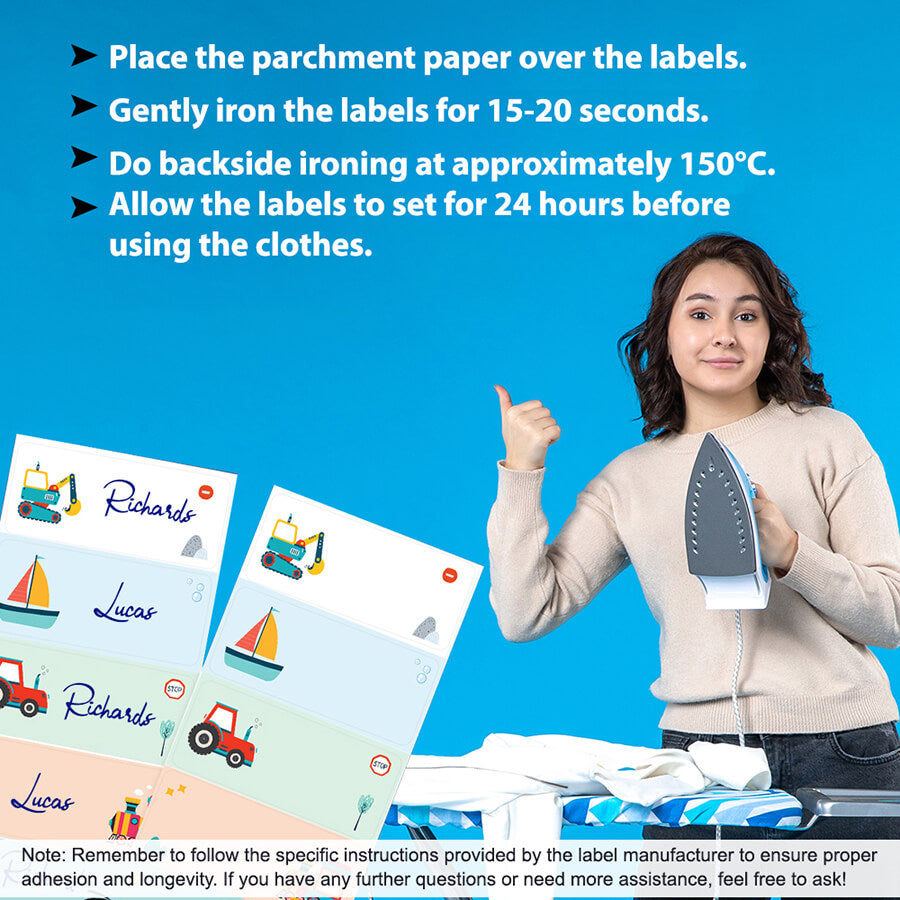 Iron-on name labels for school uniforms