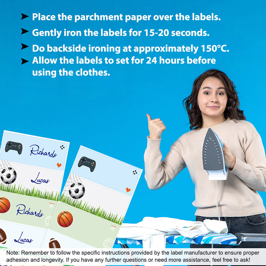 Iron-on labels for travel bags