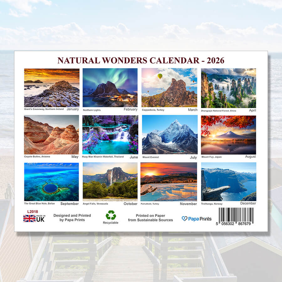 Calendar Featuring Natural Landmarks 2026