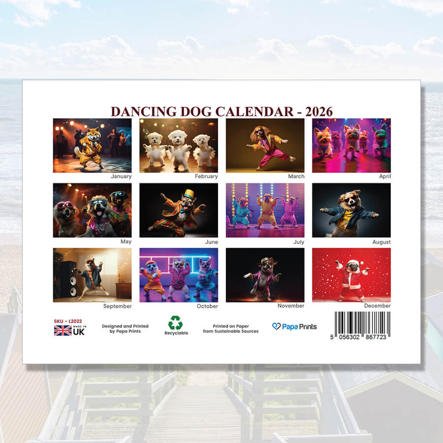 Funny dancing dog wall planner for 2026
