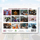 12-month dachshund wall calendar 2026