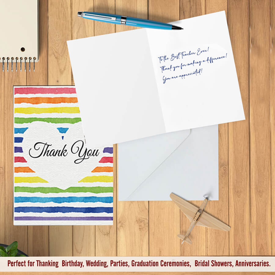 Vibrant Thanks A6 Rainbow Colors Cards for Expressing Appreciation