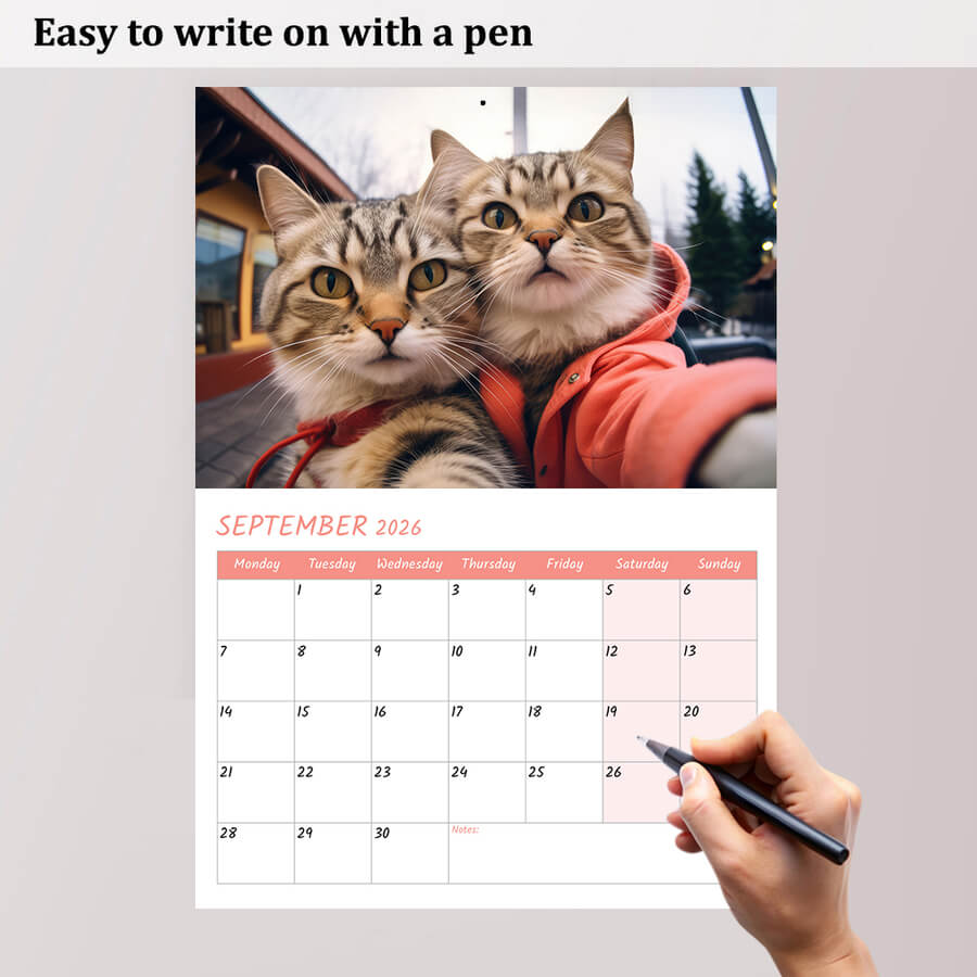 Cute Cat Selfie Photos Calendar 2026