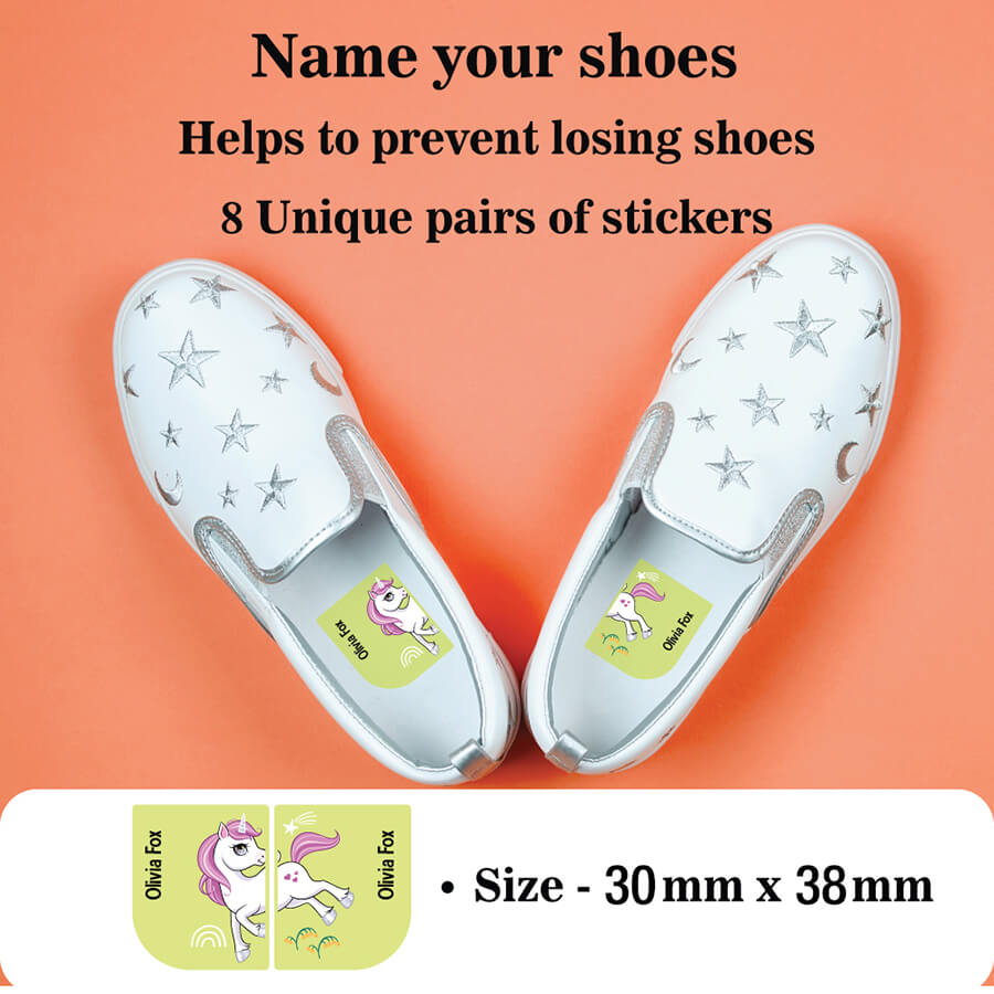 Unicorn shoe name sticker