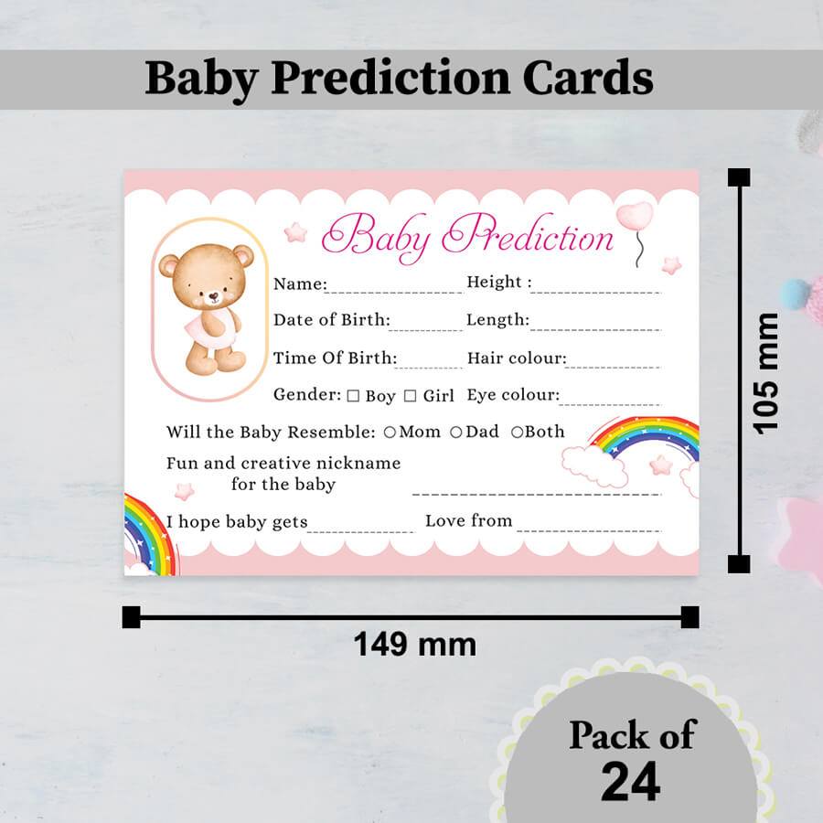 Teddy Bear Baby Prediction Cards - Set of 24