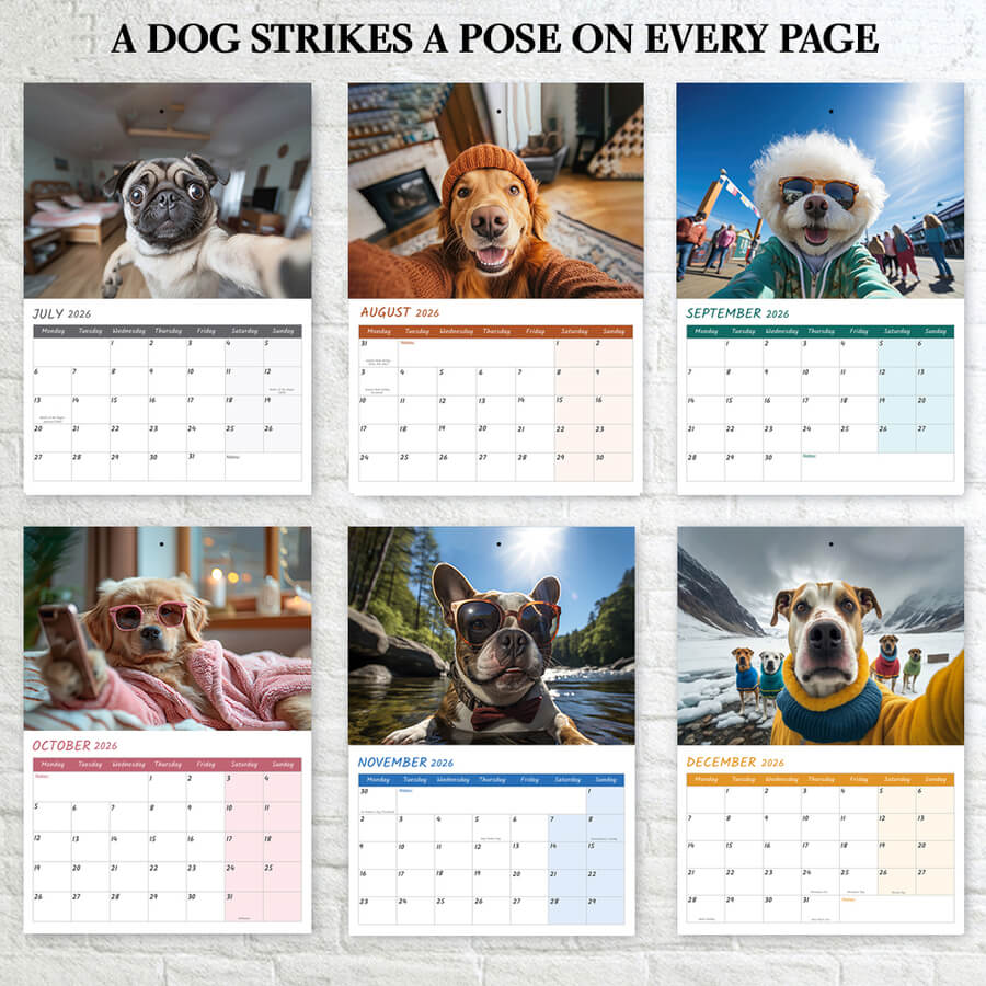 Funny Dog Calendar 2026 A3 to A4