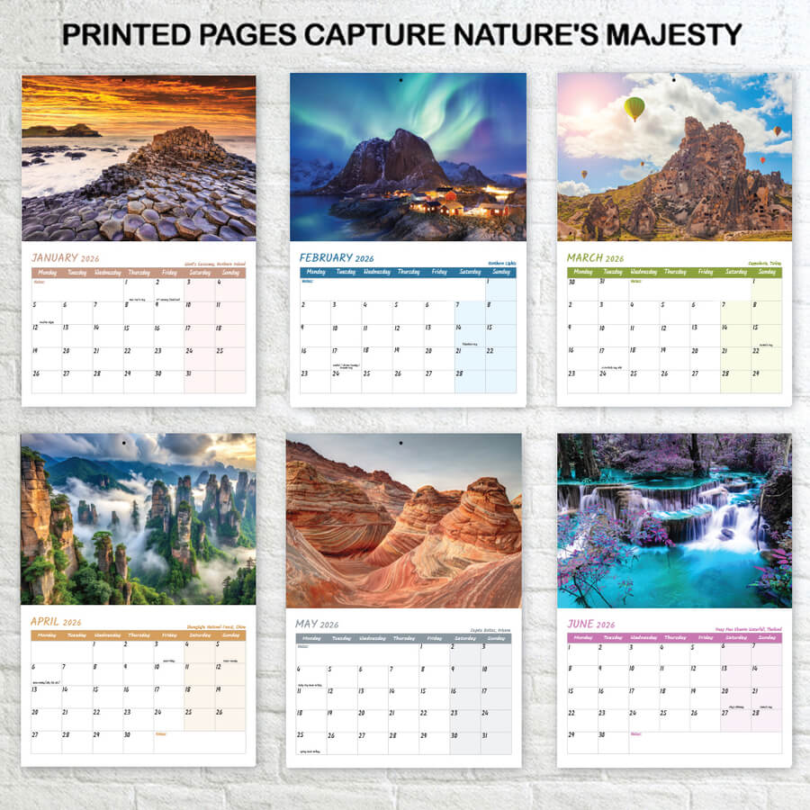 Monthly Natural Wonders Calendar 2026