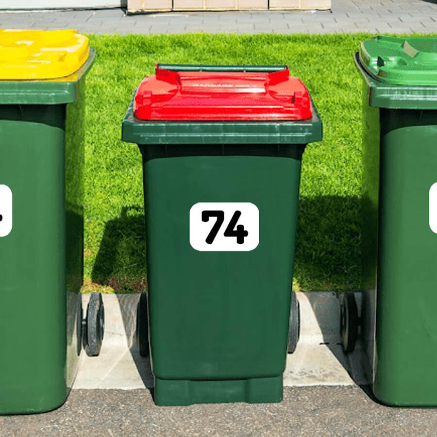 Personalised Wheelie Bin Identification Vinyl Stickers - Set of 4 Colors