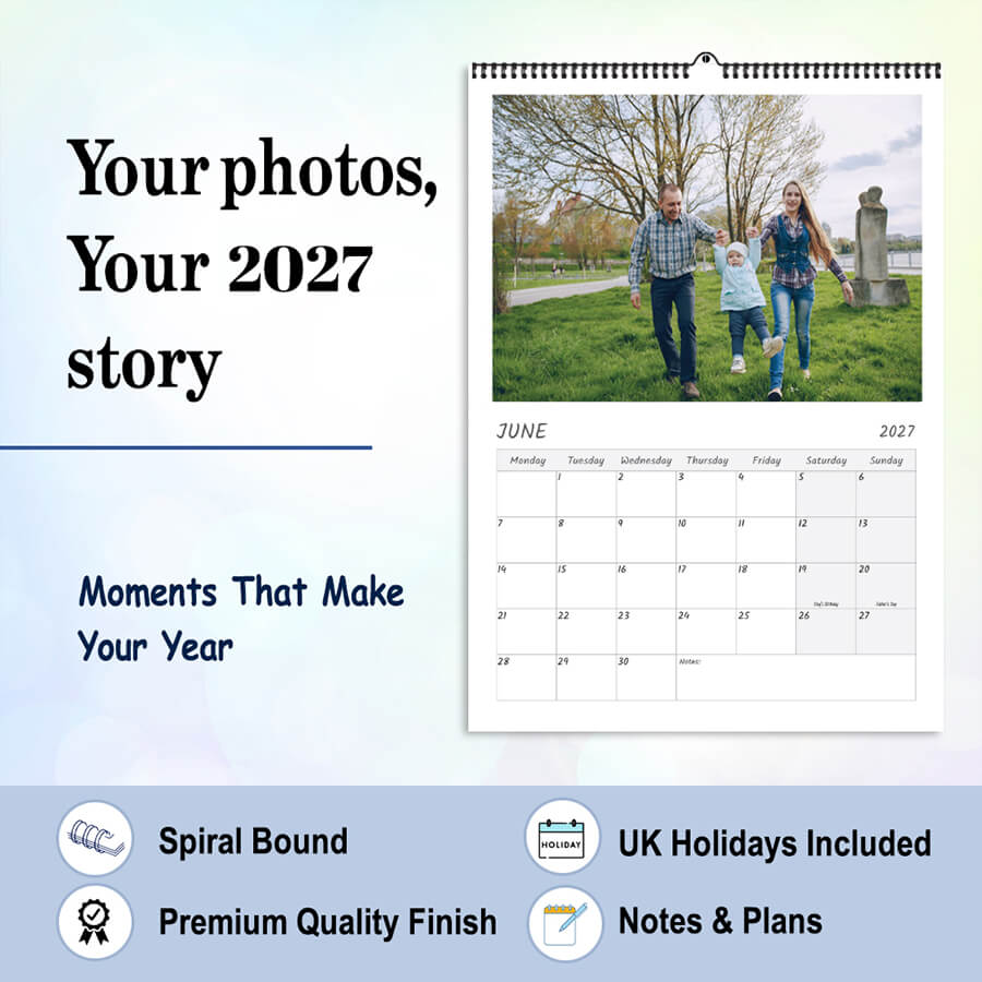 Custom Photo Calendar 2027 A4 12 Month Personalised Calendar