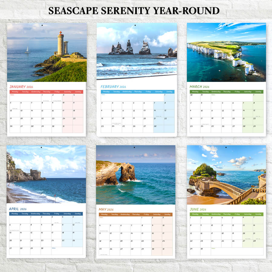 Ocean View 2026 Wall Calendar
