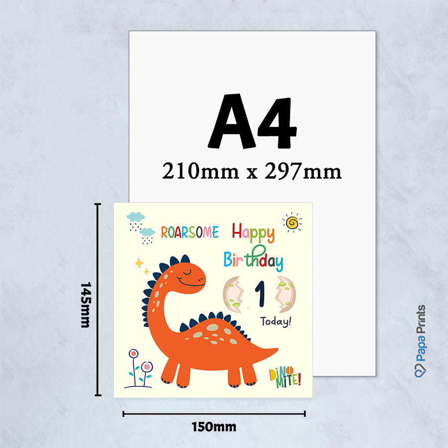 Dino-mite Birthday Wishes Age Greeting Card