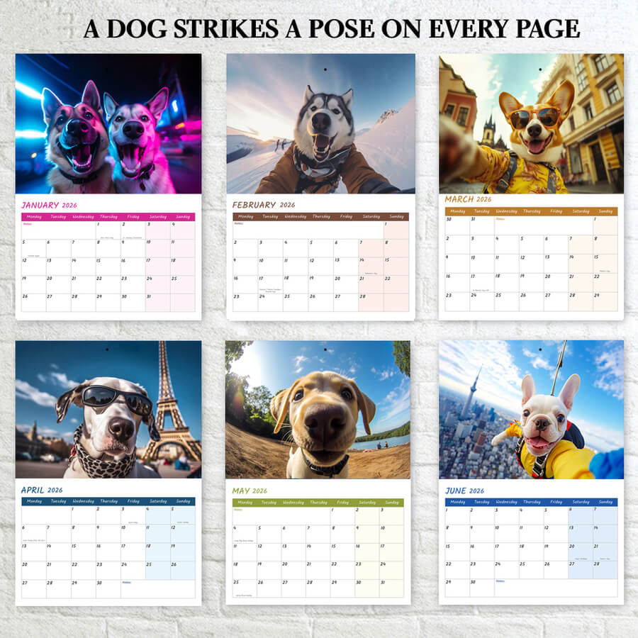 Dogs Selfie Wall Calendar 2026