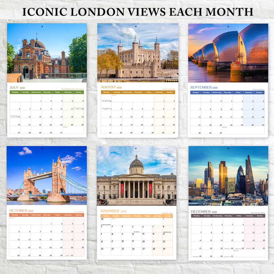 UK City Calendar 2026 London Views