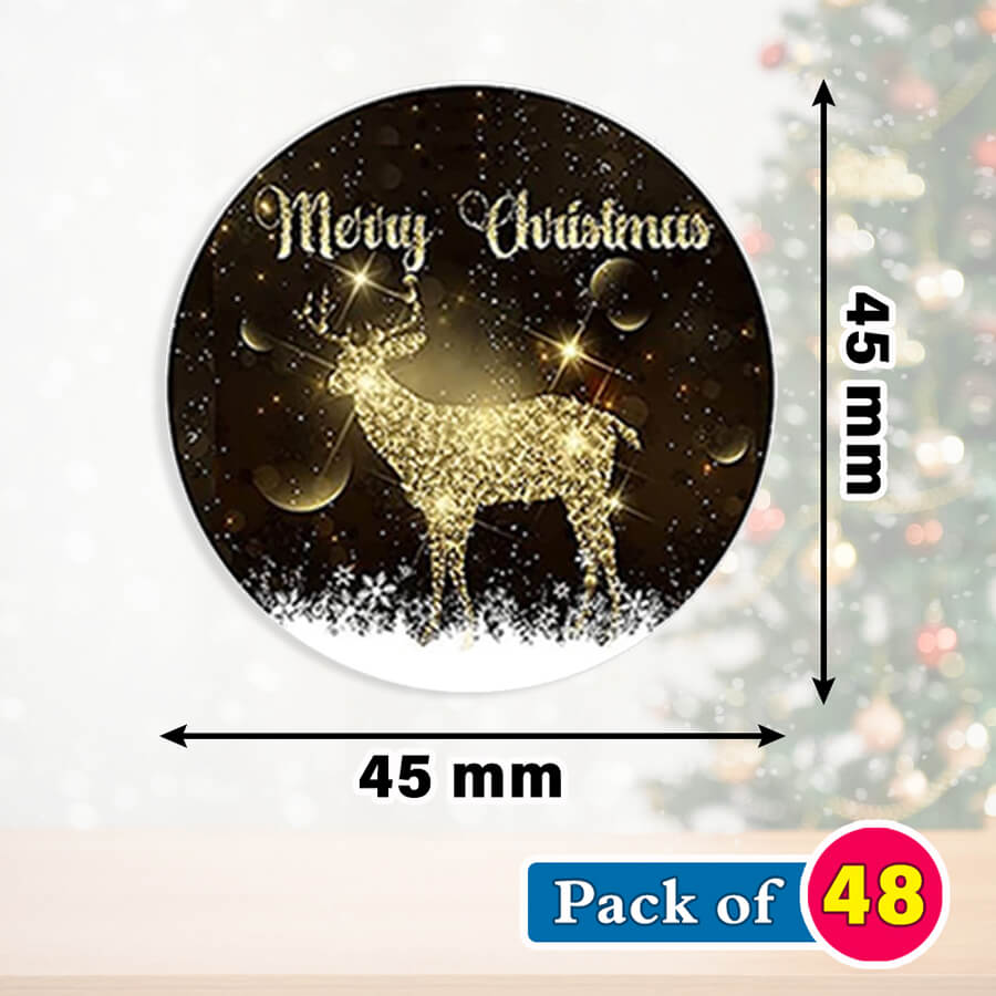 Christmas Presents Stickers - Round -  Reindeer
