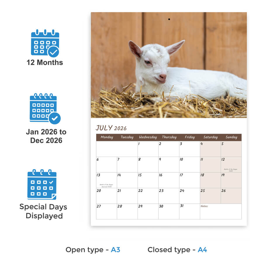 Baby Goats Calendar 2026 – A3