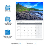 A3 British landscape wall calendar 2026