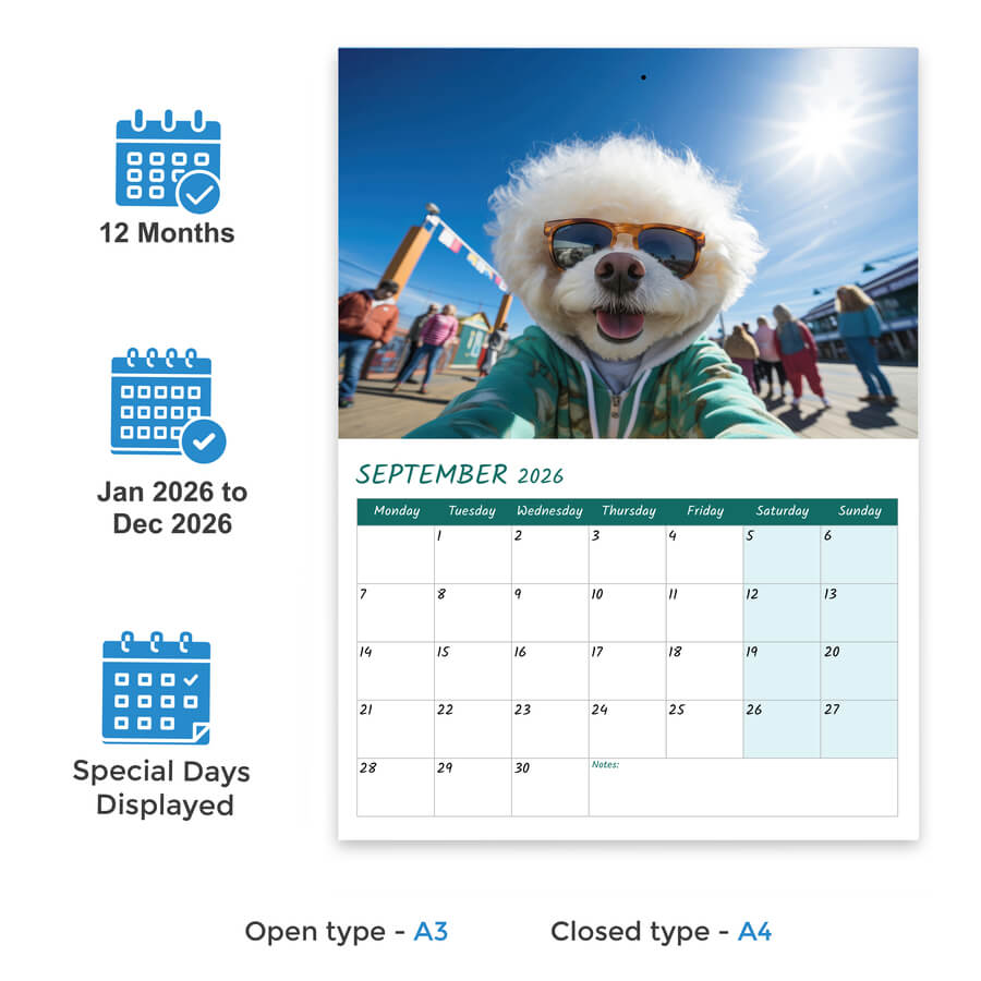 12-Month Dog Selfie Calendar UK