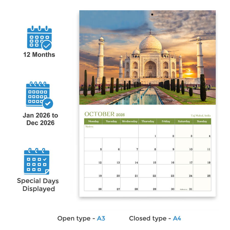 A3 to A4 Folding Calendar