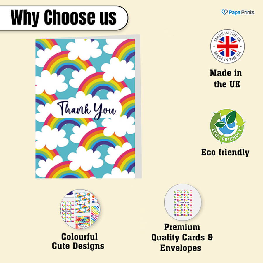 Vibrant Thanks A6 Rainbow Colors Cards for Expressing Appreciation