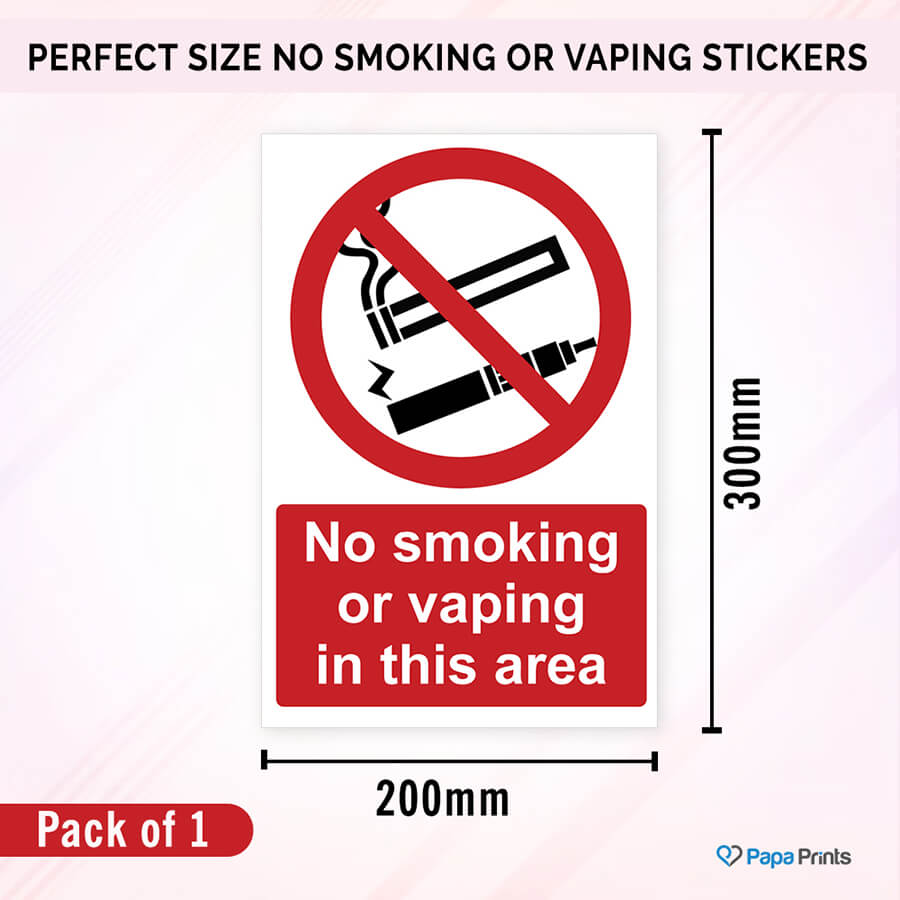 No Smoking or Vaping in this Area Signs Sticker