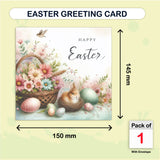 easter bunny greeting card with flower basket