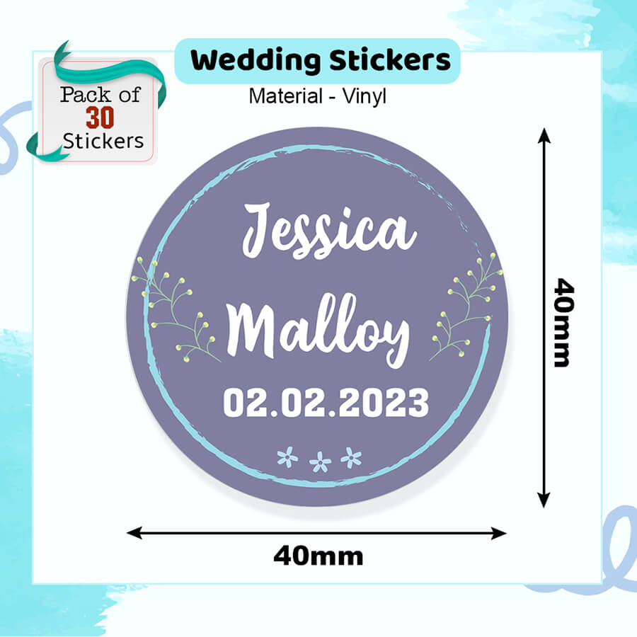 Elegant Floral Personalised Wedding Stickers