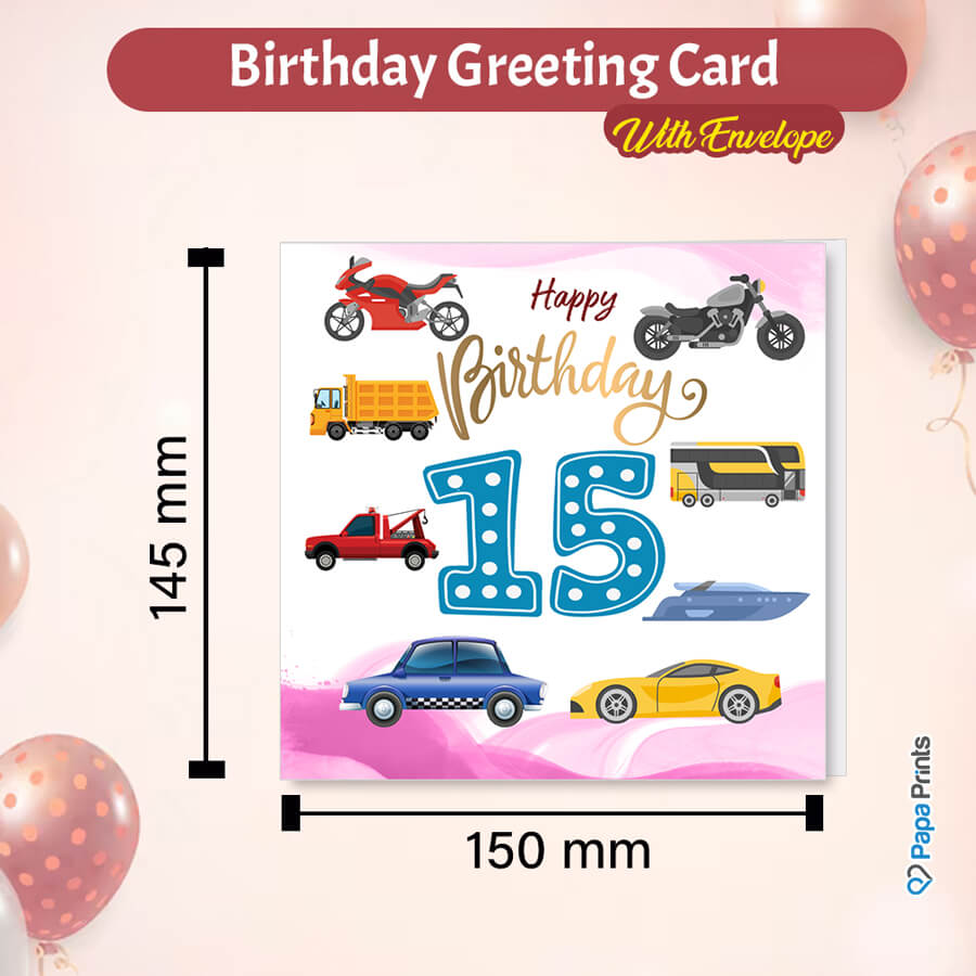 Vibrant Vehicle Birthday Cards for Kids (Ages 1-15)