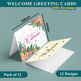 Elegant Welcome Card Packs of 12 & 24 With Matching Envelopes