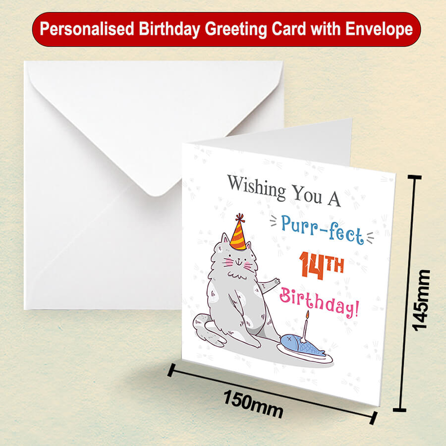Personalised Cat Birthday Greeting Card With Age