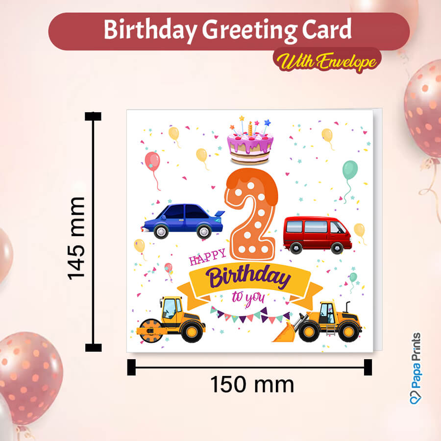 Vibrant Vehicle Birthday Cards for Kids (Ages 1-15)
