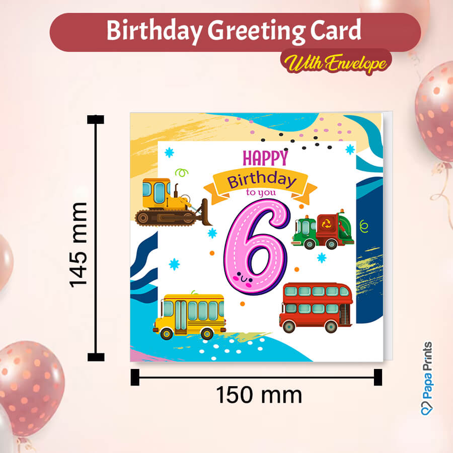 Vibrant Vehicle Birthday Cards for Kids (Ages 1-15)