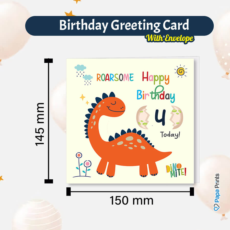 Dino-mite Birthday Wishes Age Greeting Card