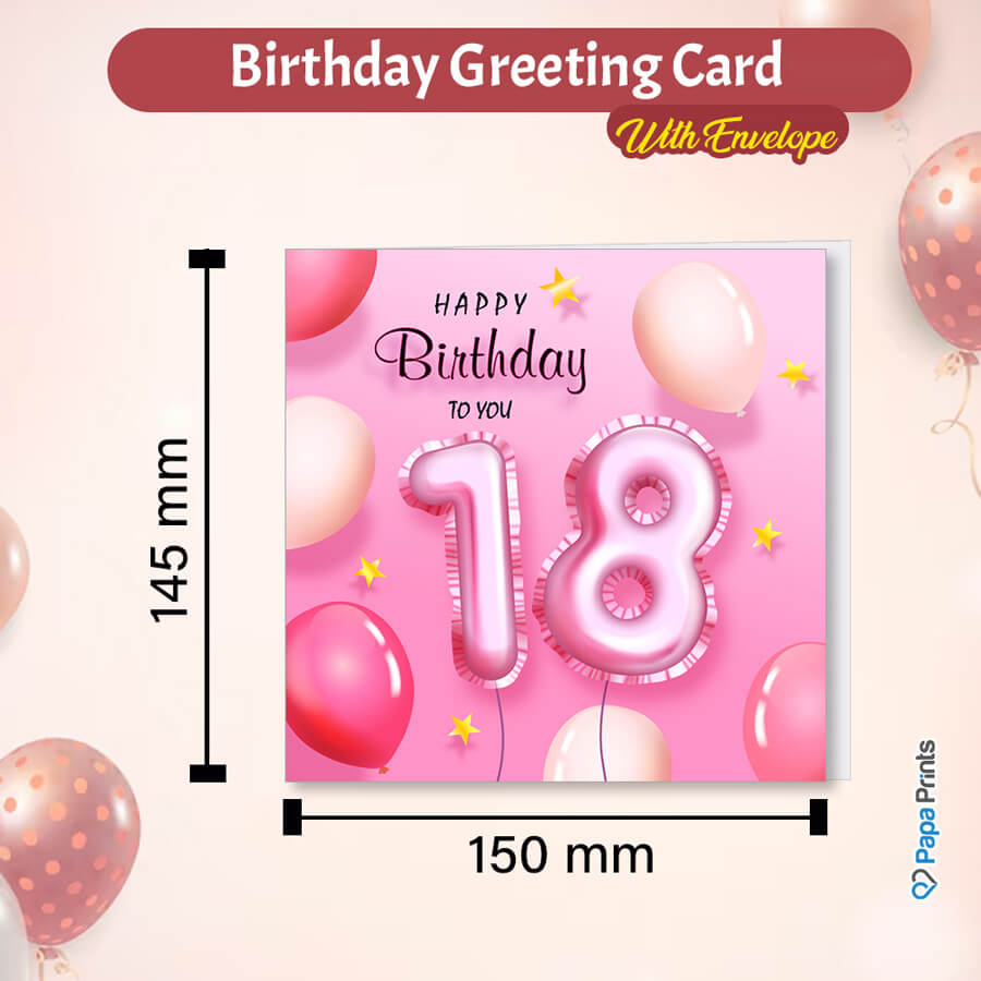18th Birthday Greeting Card With Envelopes