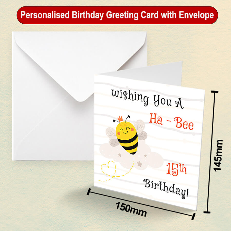 Custom Age Ha-Bee Birthday Greeting Card