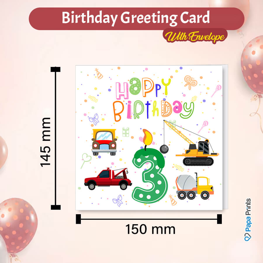 Vibrant Vehicle Birthday Cards for Kids (Ages 1-15)